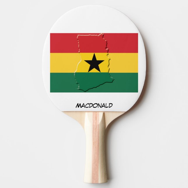 Raquette De Ping Pong DRAPEAU ET CARTE GHANA Personnalisé (Devant)