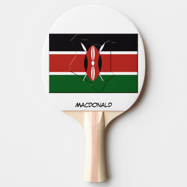 Raquette De Ping Pong DRAPEAU ET CARTE KENYA Personnalisé (Devant)