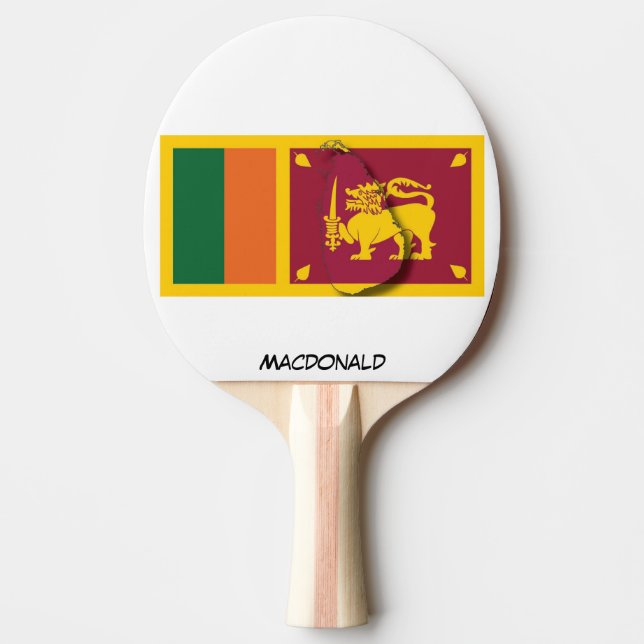 Raquette De Ping Pong DRAPEAU ET CARTE SRI LANKA Personnalisé (Devant)