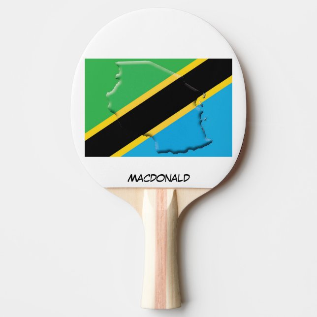 Raquette De Ping Pong DRAPEAU ET CARTE TANZANIE Personnalisé (Devant)