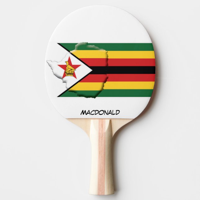 Raquette De Ping Pong DRAPEAU ET CARTE ZIMBABWE Personnalisé (Devant)