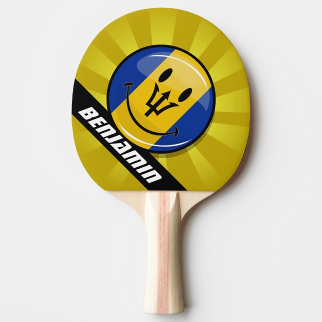 Raquette De Ping Pong Drapeau heureux des Barbade (Devant)