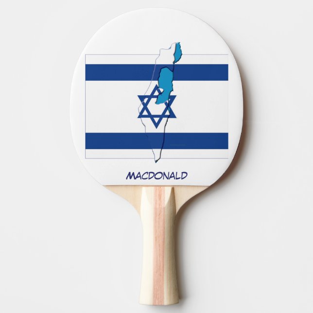 Raquette De Ping Pong DRAPEAU ISRAÉLIEN & CARTE Personnalisé (Devant)
