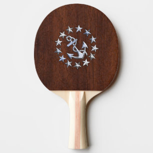 Raquette De Ping Pong Drapeau nautique américain Wet Mahogany