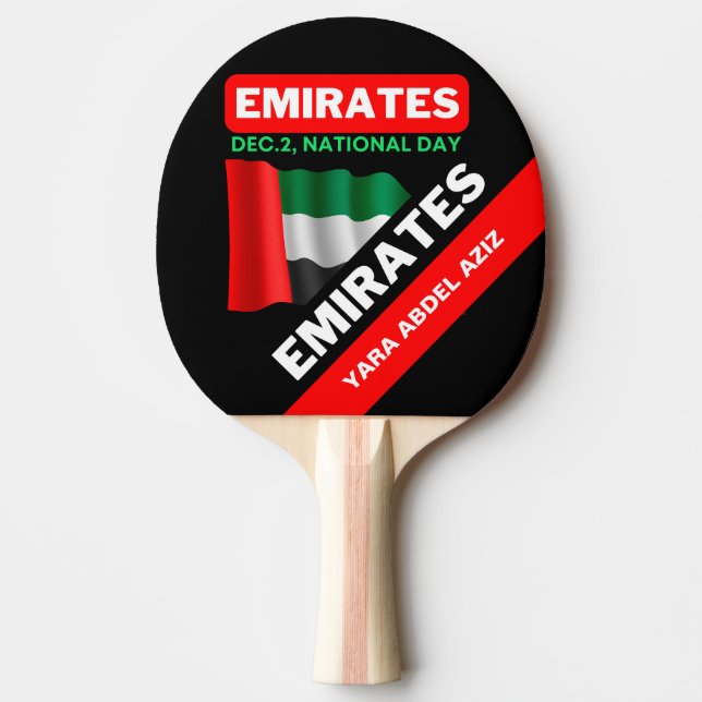 Raquette De Ping Pong Drapeau Personnalisé Patriotique Émirats Arabes Un (Devant)