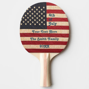 Raquette De Ping Pong Drapeau vintage américain Patiné