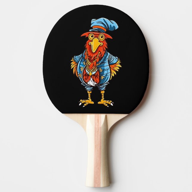 Raquette De Ping Pong Drôle Bossy Cartoon Rooster (Devant)