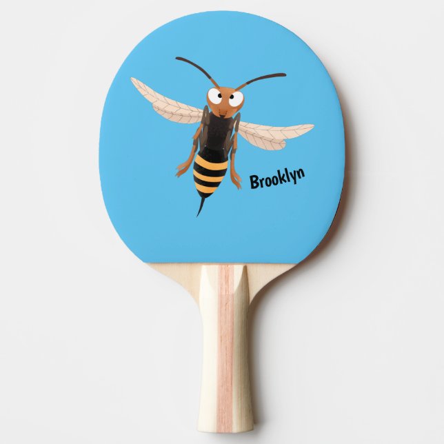 Raquette De Ping Pong Drôle dessin animé de guêpe à cornet en colère (Devant)