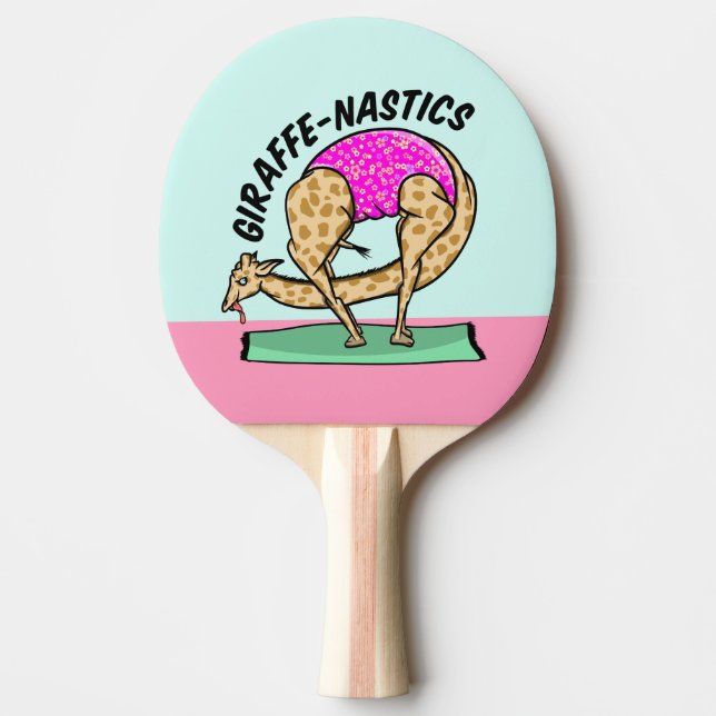 Raquette De Ping Pong Drôle dessin animé yoga gymnastique girafe (Devant)