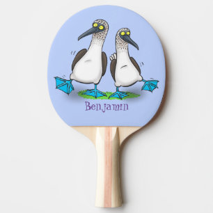 Raquette De Ping Pong Drôle, joyeux croquis à pieds bleus dansant dessin