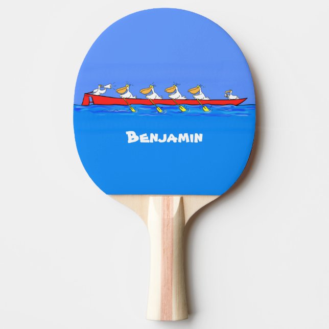 Raquette De Ping Pong Drôle pélicans rameurs dessin animé (Devant)
