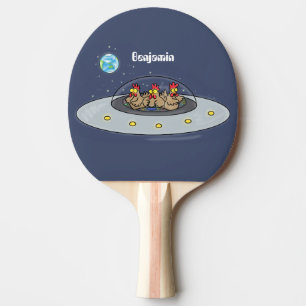Raquette De Ping Pong Drôle poule dans l'espace dessin animé