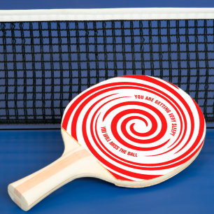 Raquette De Ping Pong Drôle Red White Flux Motif hypnotique