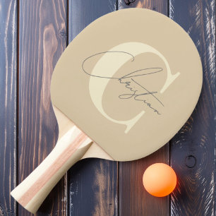 Raquette De Ping Pong Dune de Sable Monogramme Élégant du Milieu du Sièc