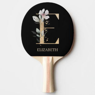 Raquette De Ping Pong E Monogramme Floral Personnalisé