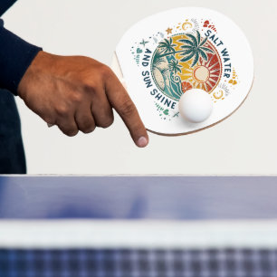 Raquette De Ping Pong Eau salée et soleil Vintage Plage Tropicale