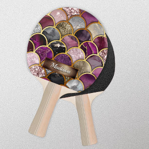 Raquette De Ping Pong Échelles mignonnes en or rose violet