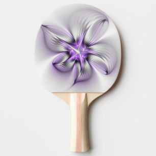 Raquette De Ping Pong Élégance florale Art fractal violet abstrait moder