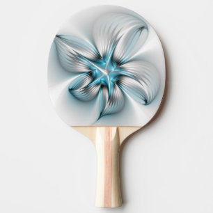 Raquette De Ping Pong Élégance florale Art moderne Abstrait bleu fractal