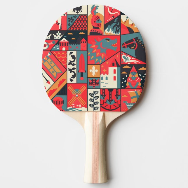 Raquette De Ping Pong Élégance médiévale : Conception Motif transparente (Devant)