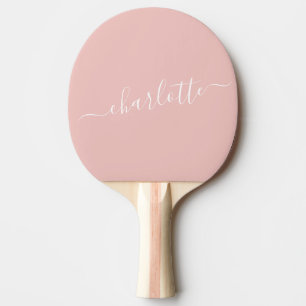 Raquette De Ping Pong Élégant Blush Pink Nom du script Personnalisé