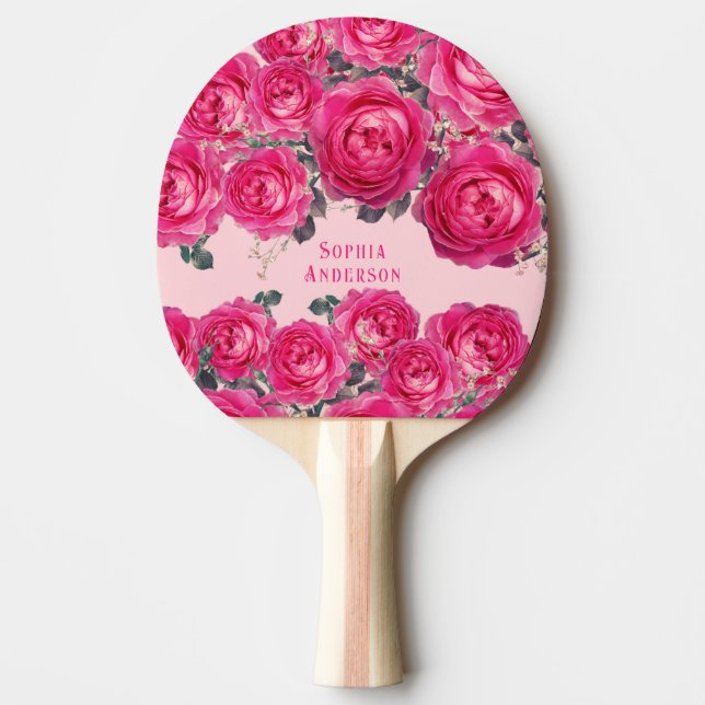 Raquette De Ping Pong Elégant Bouquet de Roses personnalisé (Devant)