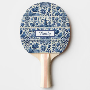 Raquette De Ping Pong Elégant Carreaux Delft Personnalisé