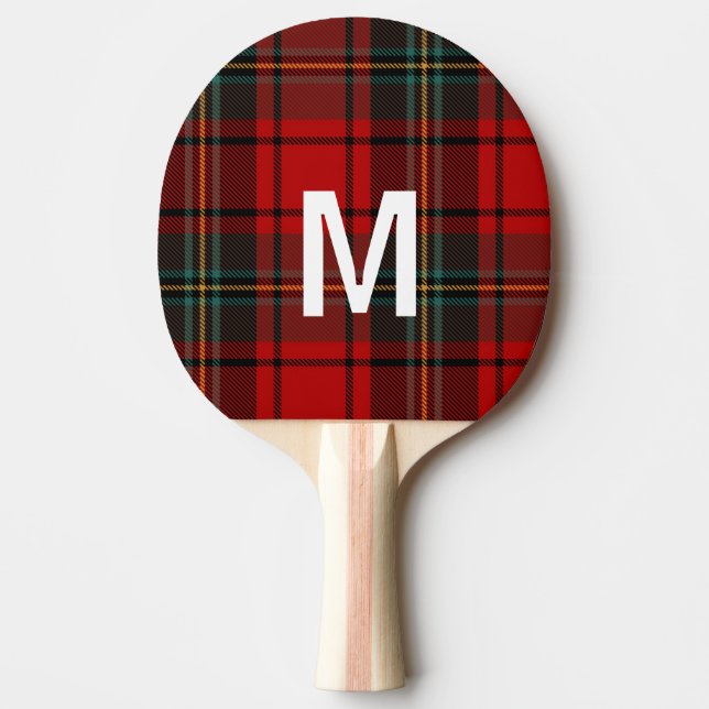 Raquette De Ping Pong Elegant green & red tartan plaid Personalized  (Devant)