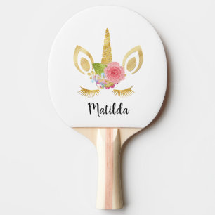 Raquette De Ping Pong Élégant mignon jolie parties scintillant en or f
