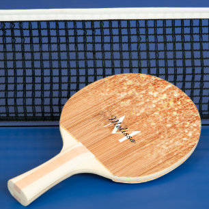 Raquette De Ping Pong Élégant monogramme imprimé bambou bois orange scin