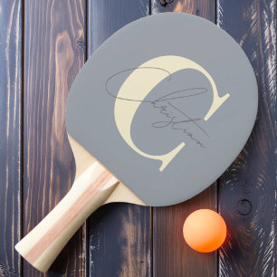 Raquette De Ping Pong Élégant Monogramme Moderne Du Milieu Du Siècle Dov