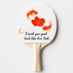 Raquette De Ping Pong Élégant Poisson Koi et Art de Fleur Rouge   Style 