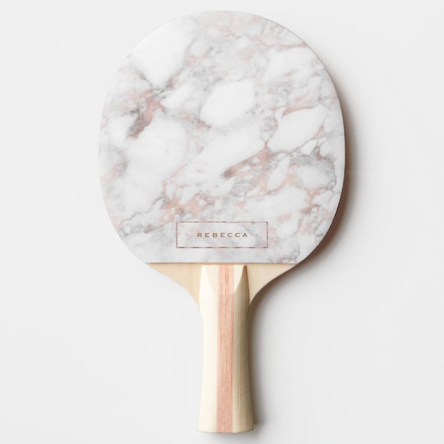 Raquette De Ping Pong Elégant Rose de luxe en or Faux Marble (Devant)