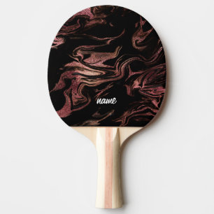 Raquette De Ping Pong Elégant rose en cuivre moderne or noir marbre loo