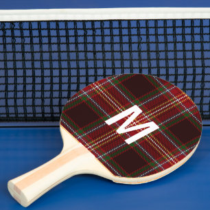 Raquette De Ping Pong Élégant tartan à carreaux vert et rouge Personnali