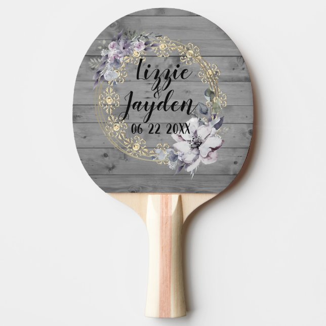Raquette De Ping Pong Élégante couronne florale Mariage rustique (Devant)