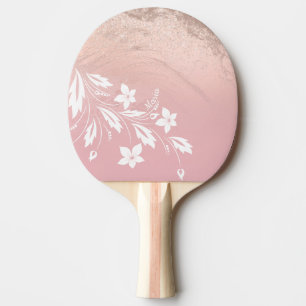 Raquette De Ping Pong Élégante pente moderne rose or parties scintillant