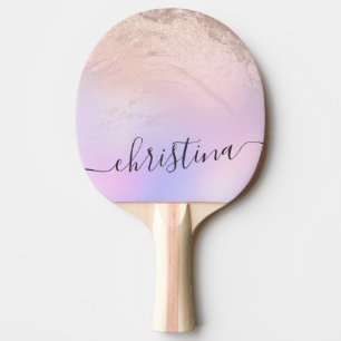 Raquette De Ping Pong Élégante rose moderne à gradient or parties sci