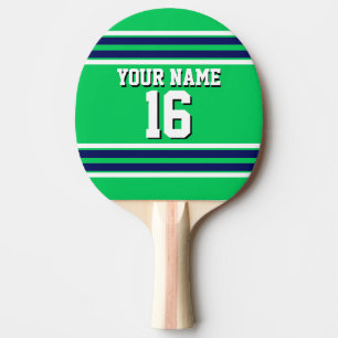 Raquette De Ping Pong Emerald Green avec Navy White Stripes Team Jersey