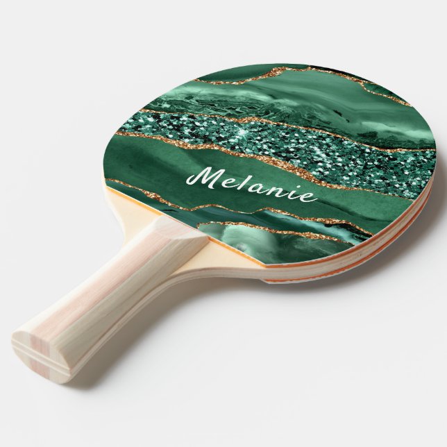 Raquette De Ping Pong Emerald Green Gold Ping Paddle Nom personnalisé (Devant Angle)
