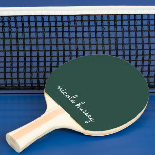 Raquette De Ping Pong Émeraude verte   Moderne Monogramme élégant