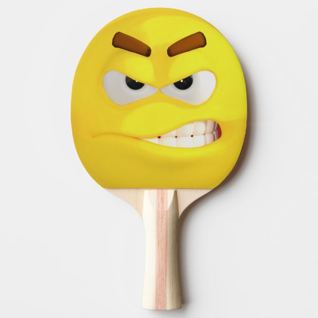 Raquette De Ping Pong Emoji jaune en colère (Devant)
