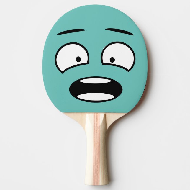Raquette De Ping Pong Emoji : Le visage effrayé par la nouveauté (Devant)