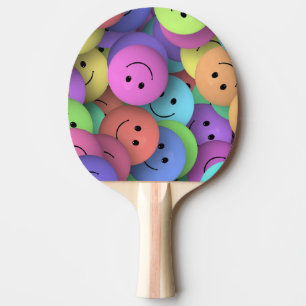Raquette De Ping Pong Émoji Visages Joyeux Colorés