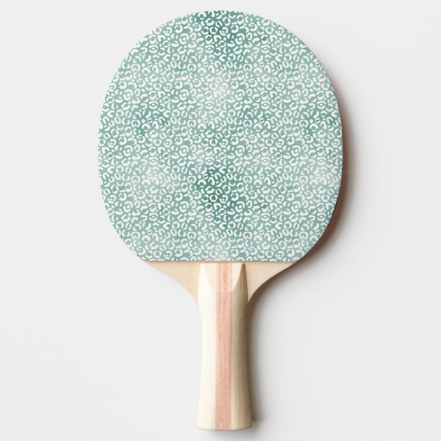 Raquette De Ping Pong Empreinte de léopard blanc à la menthe (Devant)