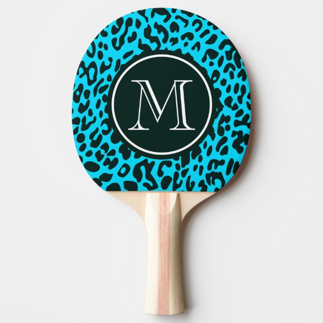 Raquette De Ping Pong Empreinte de léopard bleu (Devant)