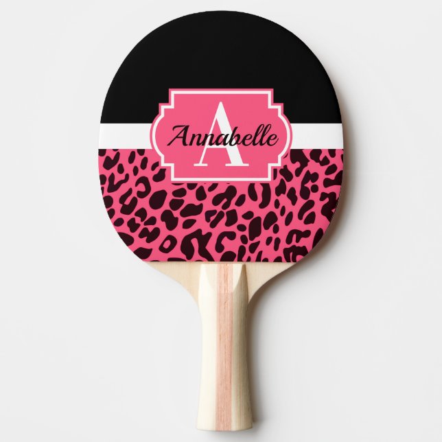 Raquette De Ping Pong Empreinte de léopard rose (Devant)