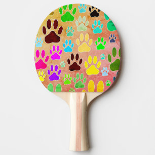 Raquette De Ping Pong Empreintes de pattes de chiens sur Arrière - plan 