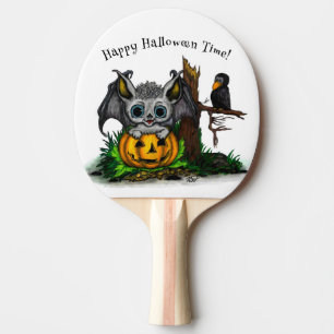 Raquette De Ping Pong En attente d'Halloween, Bat mignonne et Corbeau