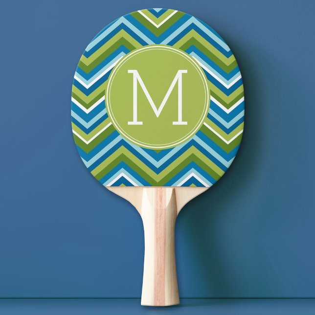 Raquette De Ping Pong Énorme Motif Chevron brillant avec Monogramme pers (Custom Ping Pong Paddle)